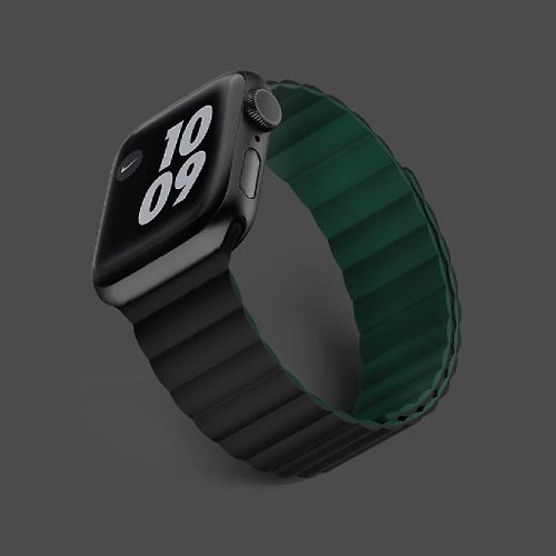 Viva Madrid 港澳總代理 Cosmo 雙面磁吸錶帶 for 45/44/42mm Apple Watch - 黑 + 綠
