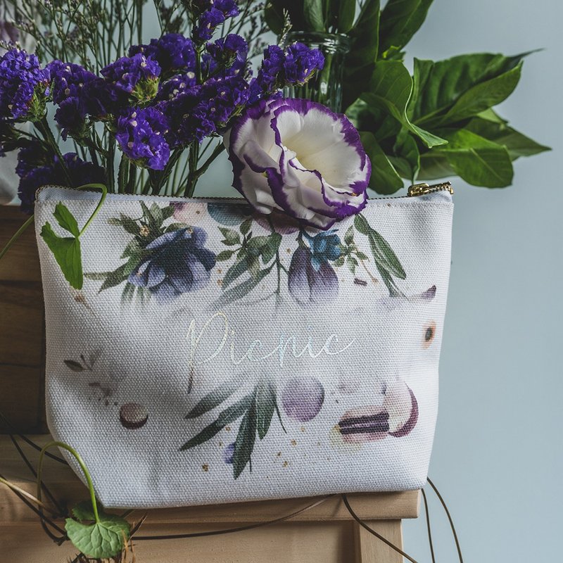 [Customized_Cosmetic Bag] Summer Style | Christmas gift exchange for lovers on weddings, birthdays, and graduations - Toiletry Bags & Pouches - Cotton & Hemp Blue