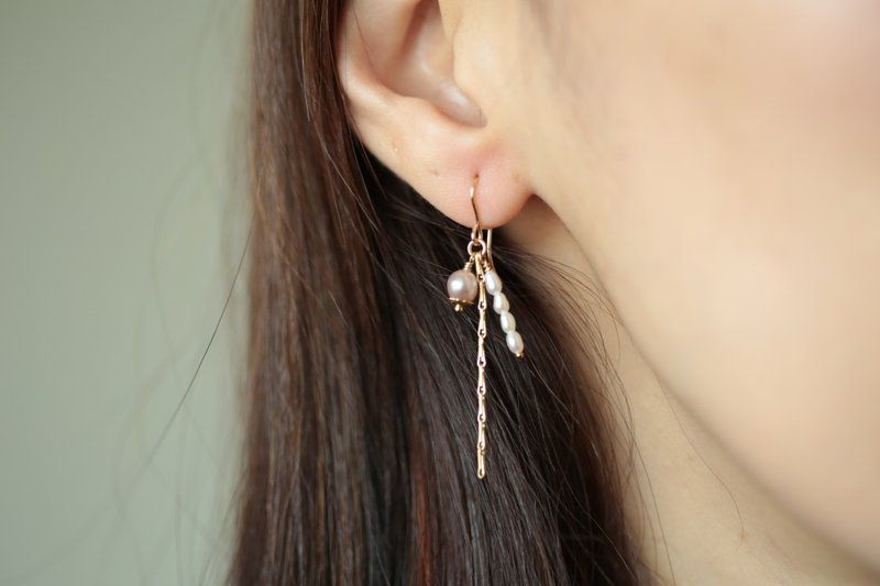 Classical Beauty Elegant Pearl Earrings│14KGF Natural Pink Pearls Can Be Changed - Earrings & Clip-ons - Pearl Gold