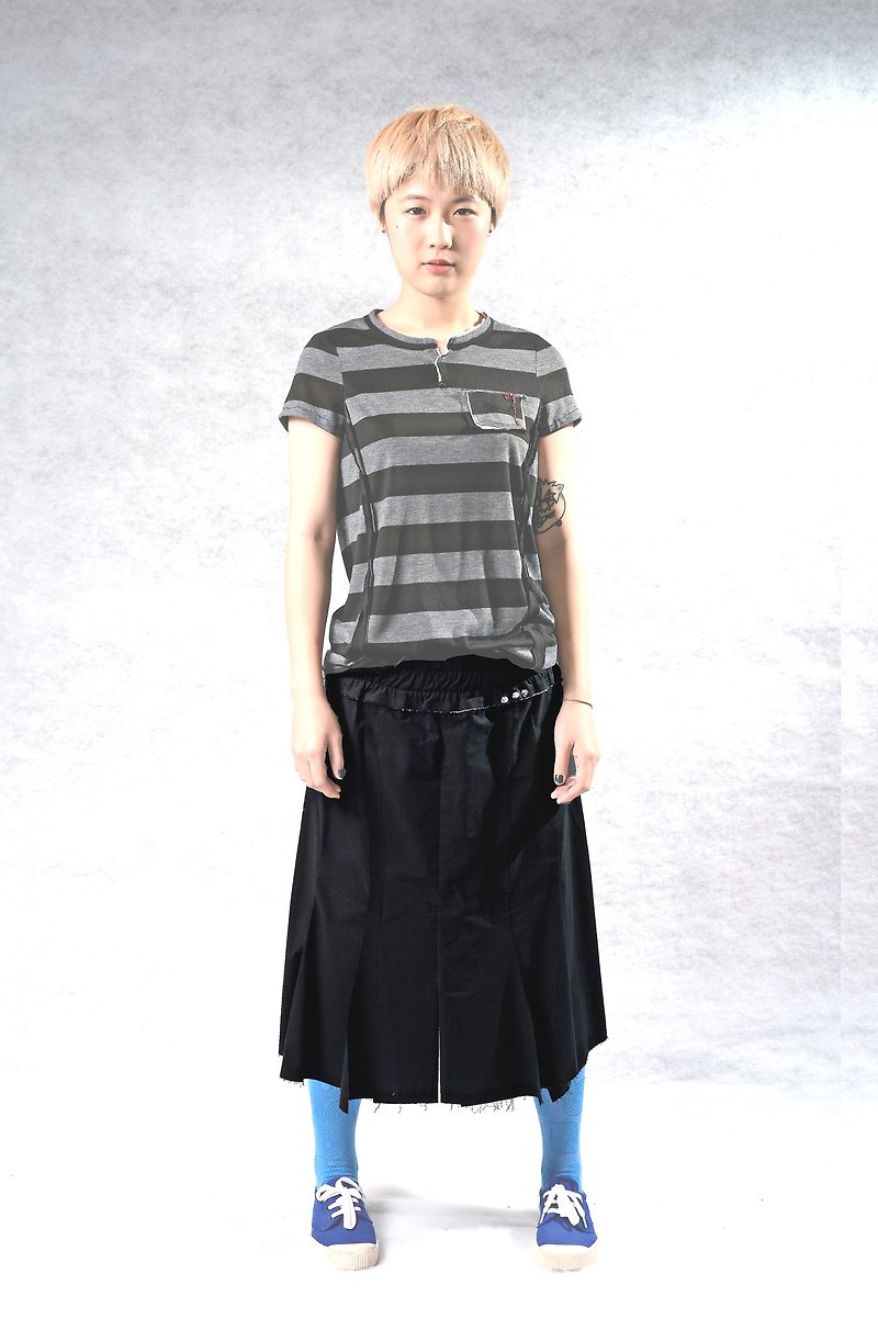 不規則なファッション気質スリムグループスカート - スカート - コットン・麻 ブラック