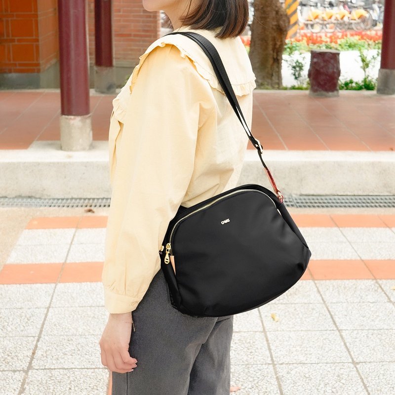 Small Travel Light Nylon Messenger Backpack Small Round Messenger Backpack 83026 (Black) - Messenger Bags & Sling Bags - Nylon Black