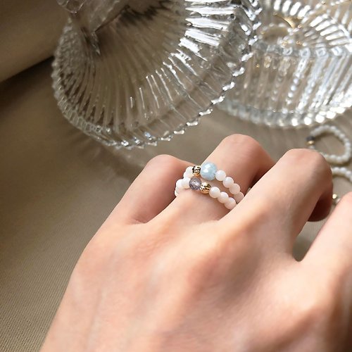 THREE P.M. 永恆 貝殼戒指 海藍寶 菫青石 開運首飾 情人節禮物 客製化