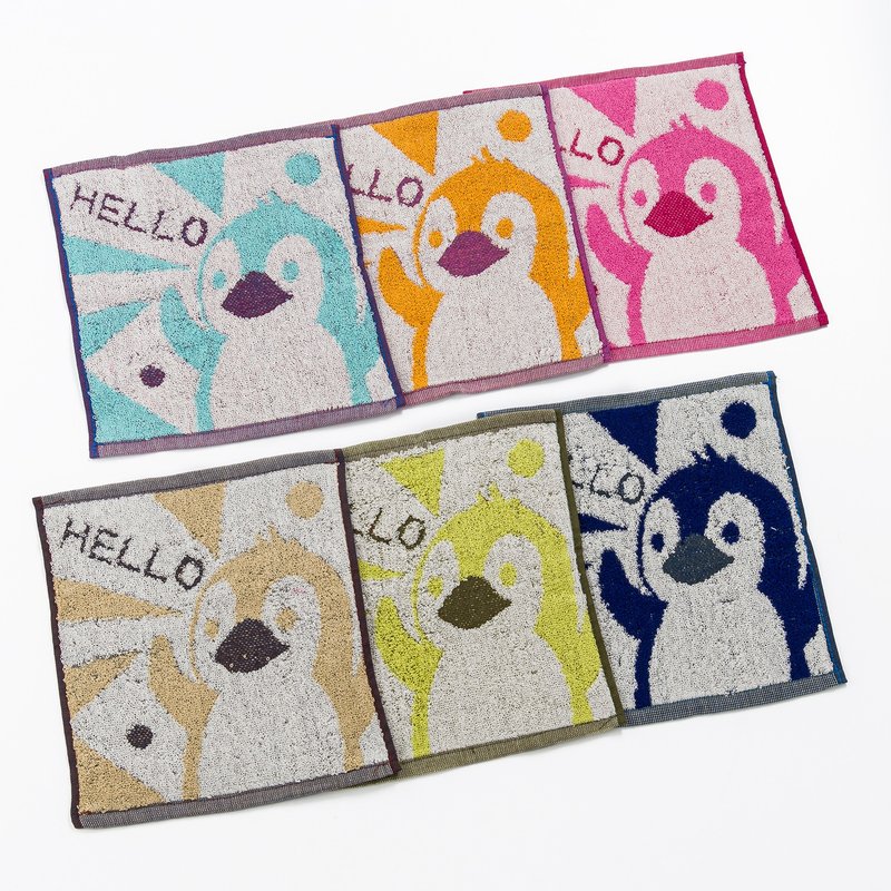 Pure cotton jacquard square scarf Hello Penguin/Hello Dinosaur/Geometric Triangle (five pieces included) Random colors - ผ้าเช็ดหน้า - ผ้าฝ้าย/ผ้าลินิน 