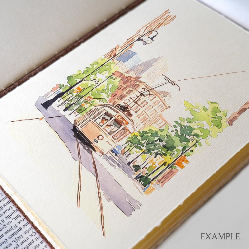 線裝皮革手工書/速寫本 A5 Large Leather Journal, Sketchbook (Natural Edge / Rustic Brown) - 筆記本/手帳 - 真皮 