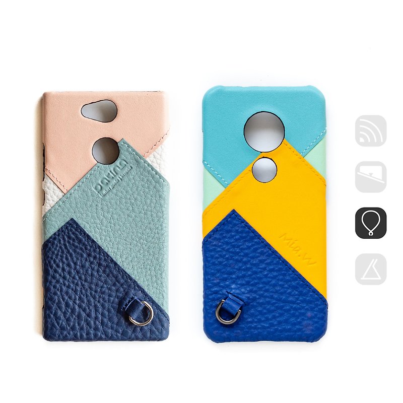 LC62 four-color leather phone case can be embossed iPhone Android all models can be customized - Phone Cases - Genuine Leather Multicolor