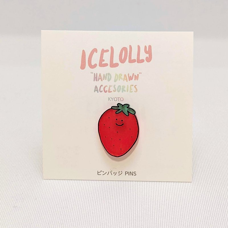 イチゴのピンバッジ - 襟章/徽章 - 塑膠 紅色