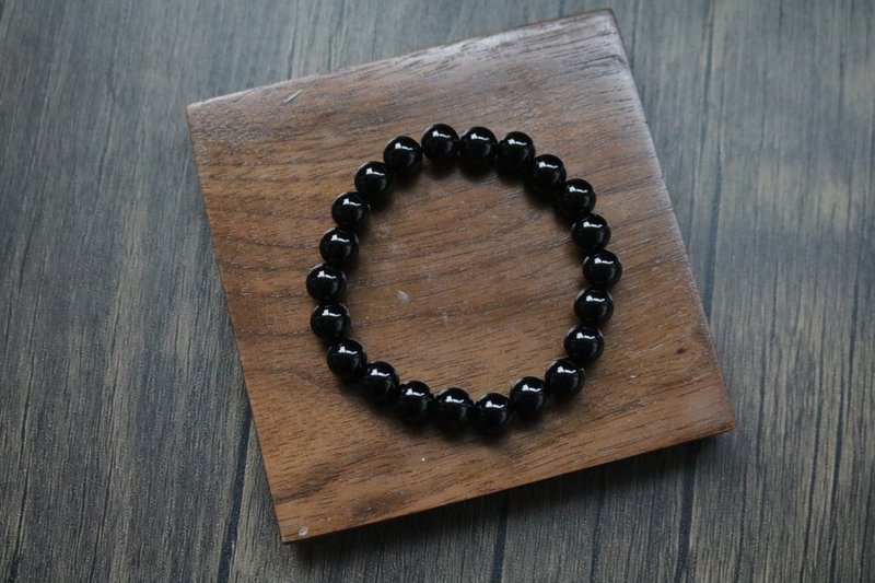 Natural Obsidian Bracelet, Crystal Bracelet, Original Stone Bead String - Bracelets - Crystal Black