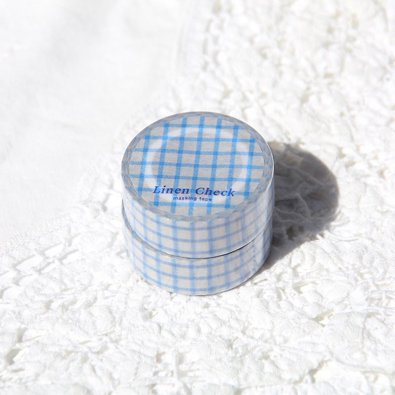 Linen Check Masking Tape | French Blue - มาสกิ้งเทป - กระดาษ สีน้ำเงิน