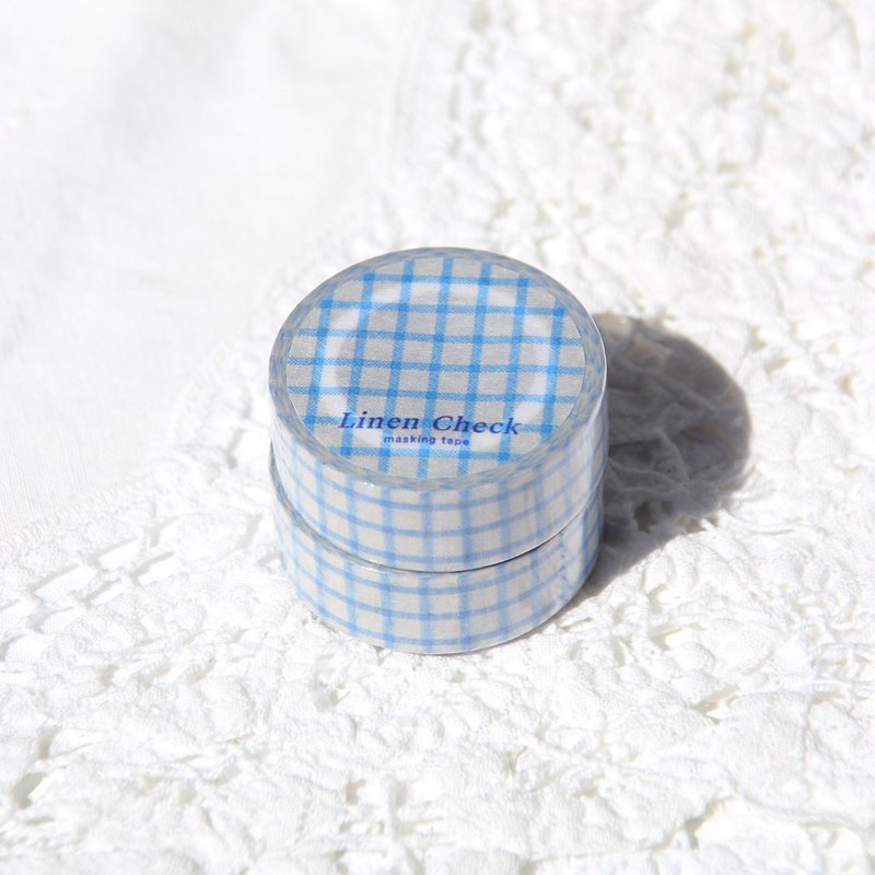 Linen Check Masking Tape | French Blue - 紙膠帶/和紙/PET - 紙 藍色