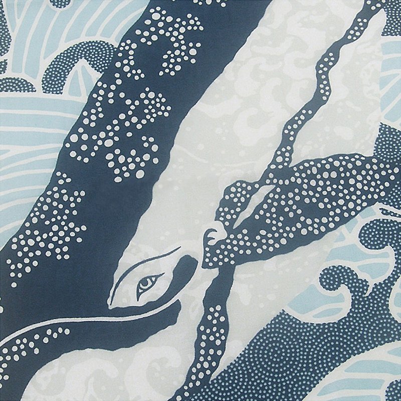 Japanese traditional hand towel - Hand dyed Whale 100%Cotton - Handkerchiefs & Pocket Squares - Cotton & Hemp White