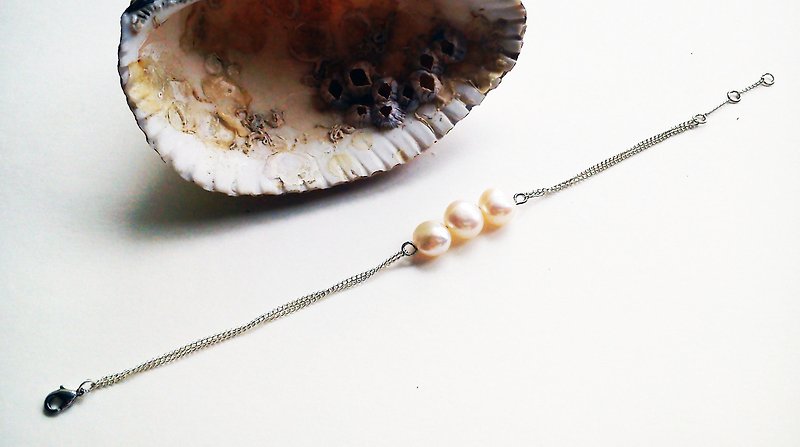Freshwater Pearl Flat Beads 100% Handmade Homemade Design Bracelet-Long Vocation Series - Bracelets - Other Metals Gold