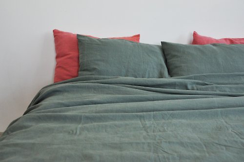 True Things Pine green linen pillowcase / Green pillow cover / Euro, American,Taiwan size