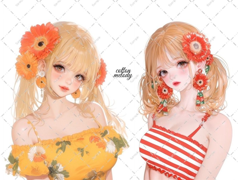 original sticker no.6310 人物ステッカー オリジナルステッカー 人物ステッカー 女の子ステッカー オリジナル人物ステッカー - 貼紙 - 紙 