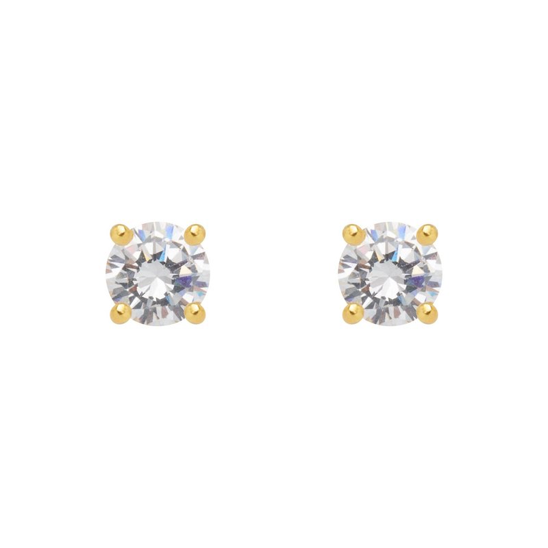 Treasure chest gold jewelry 9999 gold pure gold solitaire diamond four-claw earrings - ต่างหู - ทอง 24 เค สีทอง