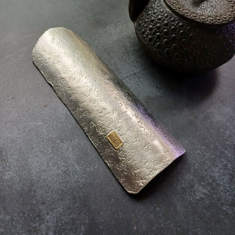 侘寂素雅-手製純錫岩紋茶則 - 茶壺/茶杯/茶具 - 銅/黃銅 銀色