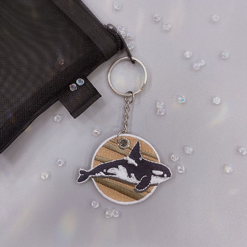 [Planet Whale] Venus Killer Whale _ Double-sided embroidery key ring - Keychains - Thread Gold
