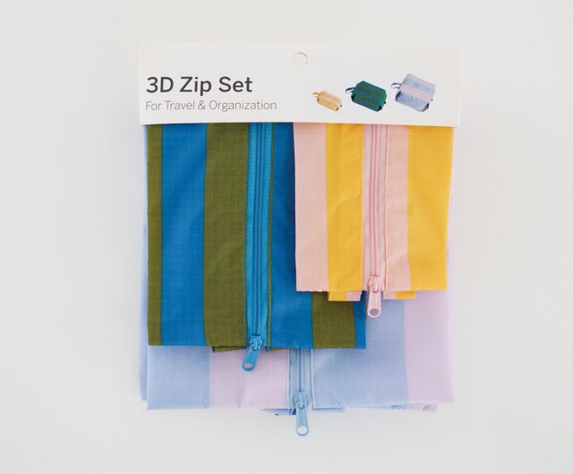 【新品未使用】BAGGU/3Dジップセット/ストライプ 3D Zip Set Painted Stripe - Baggu