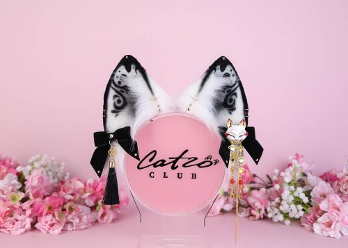 Catzo Club Inari Kitsune Ears (Black) Faux Fur Ears and Tail Set
