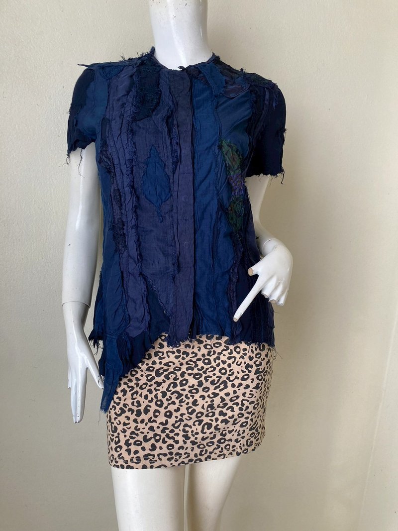 Vintage Patchwork Blouse Size S Made in Britain - 女襯衫 - 棉．麻 