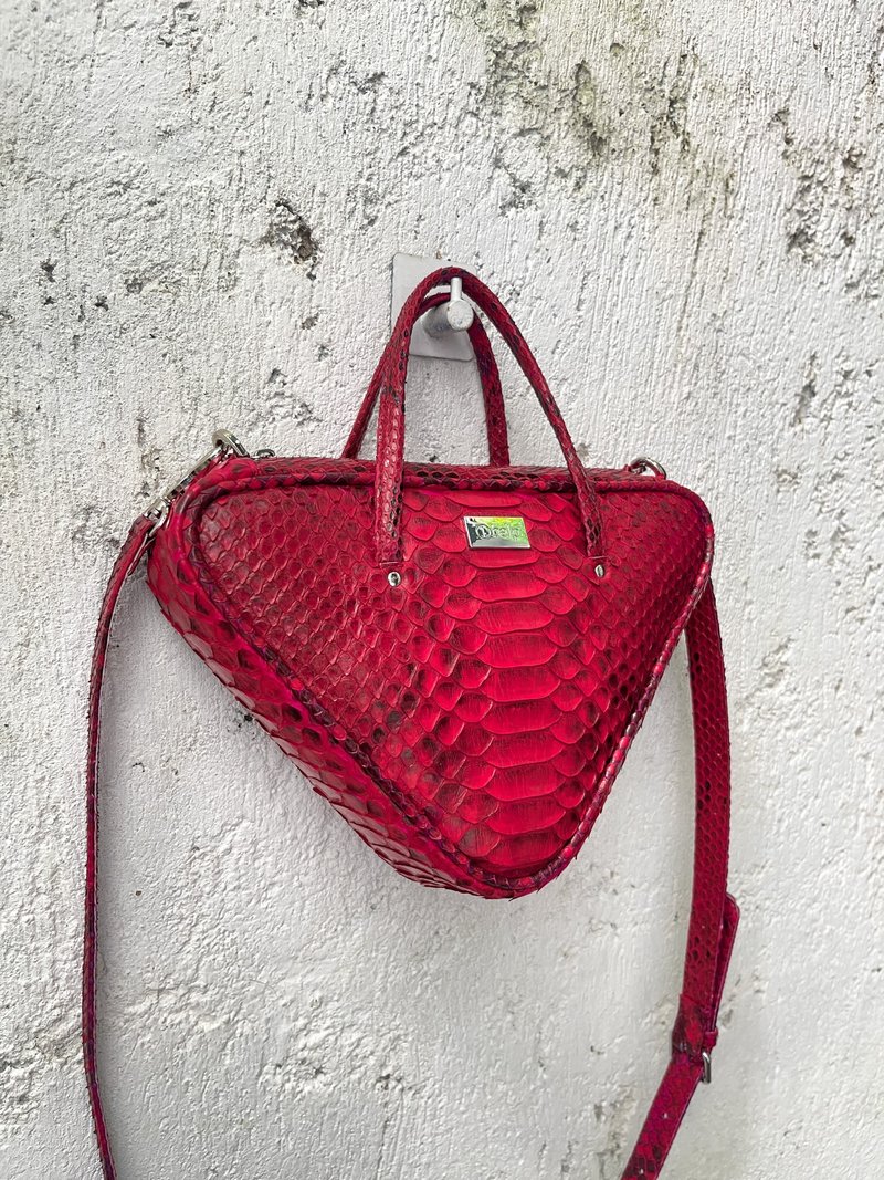 タイガースキンパイソンレザーバッグ、スネークスキンクロスボディバッグ、パイソンレザーバッグ、パイソンバッグ - クラッチバッグ - 革 ピンク