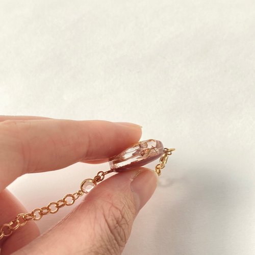 レジンブレスレットお花ヌーディベージュアジャスター付き