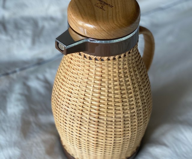 Zojirushi Handmade Rattan Kettle Coffee Pot Magic Bottle Insulated Pot Used  - Shop the-old-soul Vacuum Flasks - Pinkoi