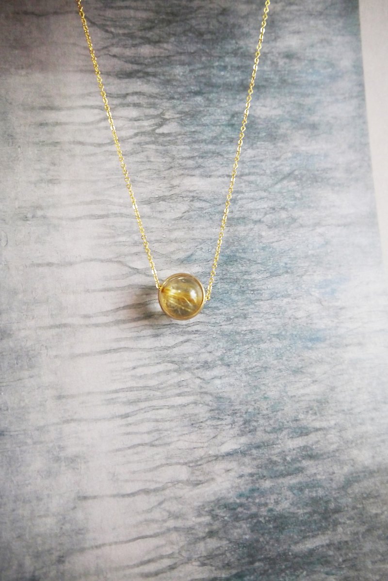 Aurea簡約單顆鈦晶+925純銀項鍊 - 項鍊 - 半寶石 金色