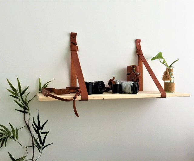 Leather Shelf Straps, Hanging Shelf Straps, Leather Wall Hanging