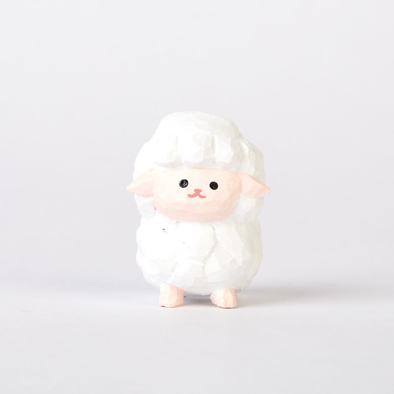 Gigo 溫柔微笑的小羊木雕 - 擺飾/家飾品 - 木頭 白色