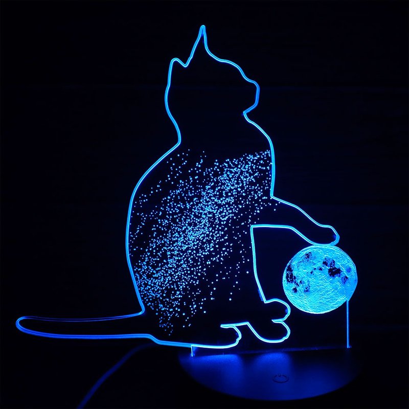 猫と星空と月 光る16色 LEDルームライト リモコン フロアライト　クリスマスギフト - 燈具/燈飾 - 其他材質 多色