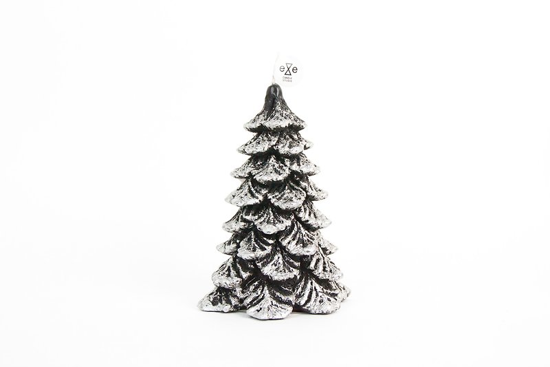 Snowy Pine Tree Candle - black and silver - เทียน/เชิงเทียน - กระดาษ 