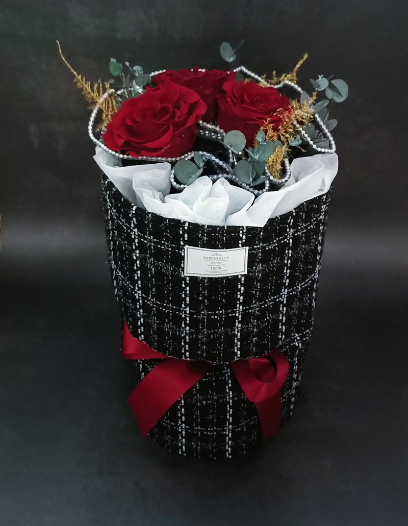 [Classic Fragrance] Big Ecuadorian Rose/Eternal Flower/Chinese Valentine's Day - ช่อดอกไม้แห้ง - พืช/ดอกไม้ สีดำ