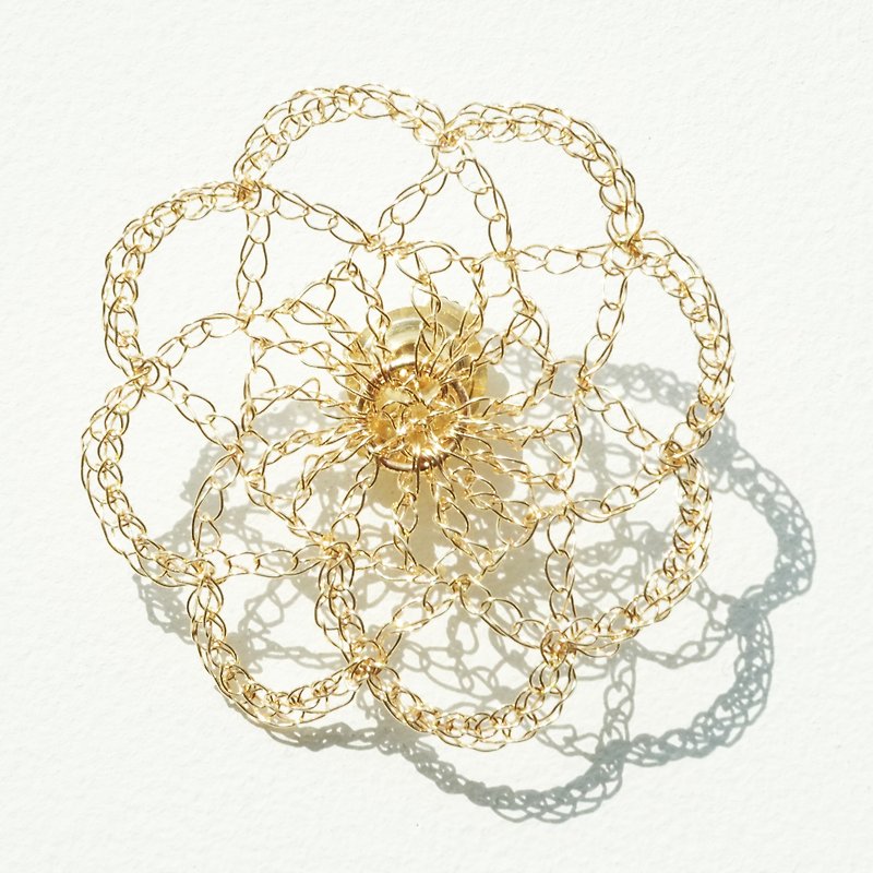 Doily2 Brooch - Brooches - Other Metals Orange