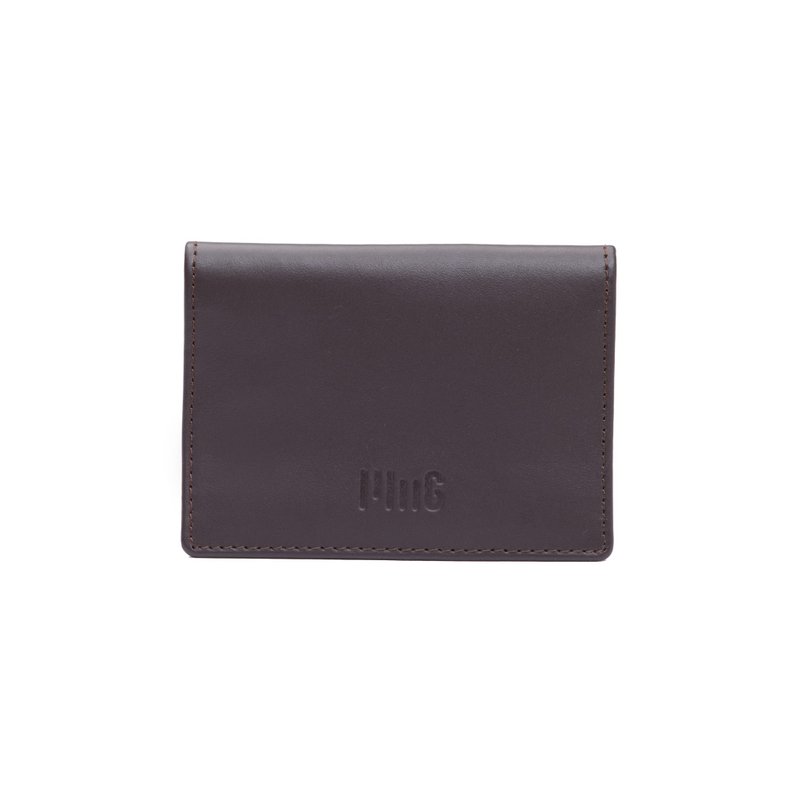 真皮雙折名片夾(咖) - 錢包/皮夾/長短夾 - 真皮 咖啡色