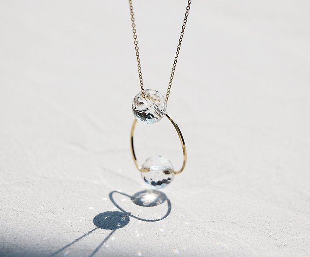 14kgf- twist ring crystal quartz (special cut) 2way necklace