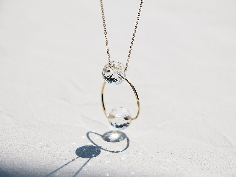 14kgf- twist ring crystal quartz (special cut)2way necklace - ネックレス - 宝石 透明