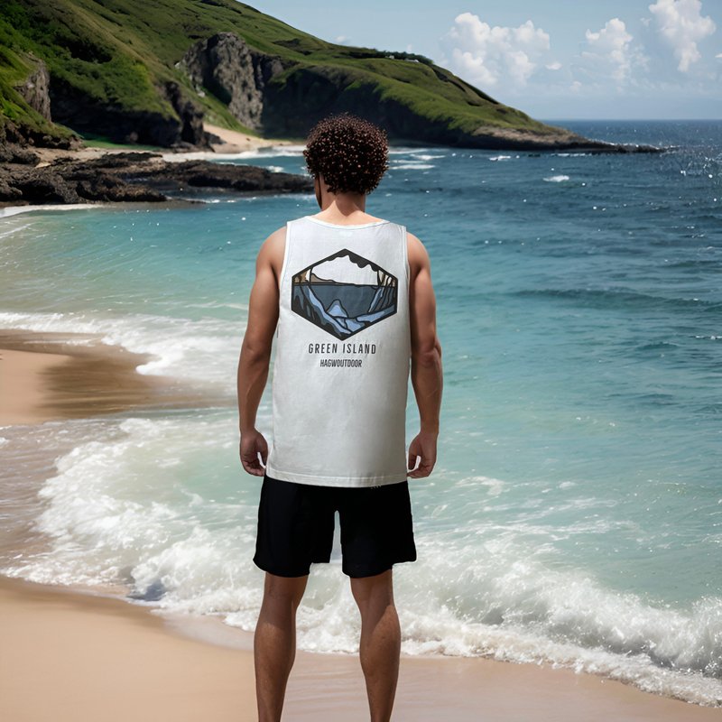 HAGWOUTDOOR Island Series Tank Island Series Tank-Green Island - Men's Tank Tops & Vests - Cotton & Hemp 