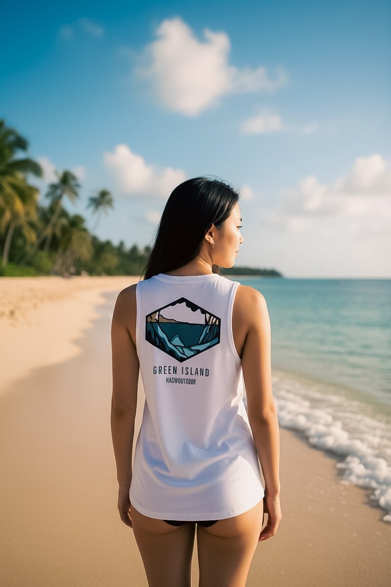 HAGWOUTDOOR Island Series Tank 島嶼系列背心-Green Island綠島 - 男背心 - 棉．麻 
