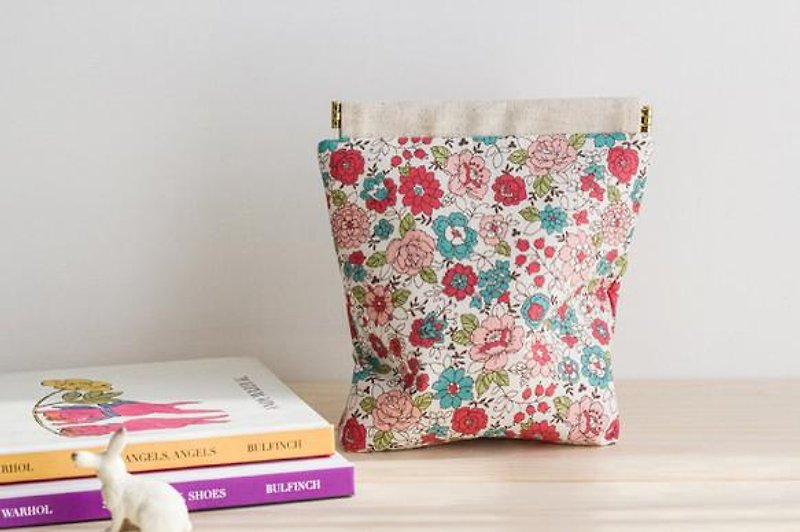 Charger case, Cosmetic pouch, Ditty bag, Make-up Case, Travel pouch / pink flowers - Toiletry Bags & Pouches - Other Materials Pink