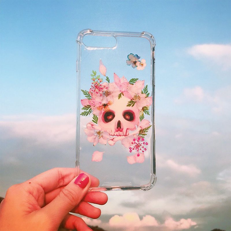 Handmade flower phone case [骷 skull and flower] - Phone Cases - Plants & Flowers Multicolor