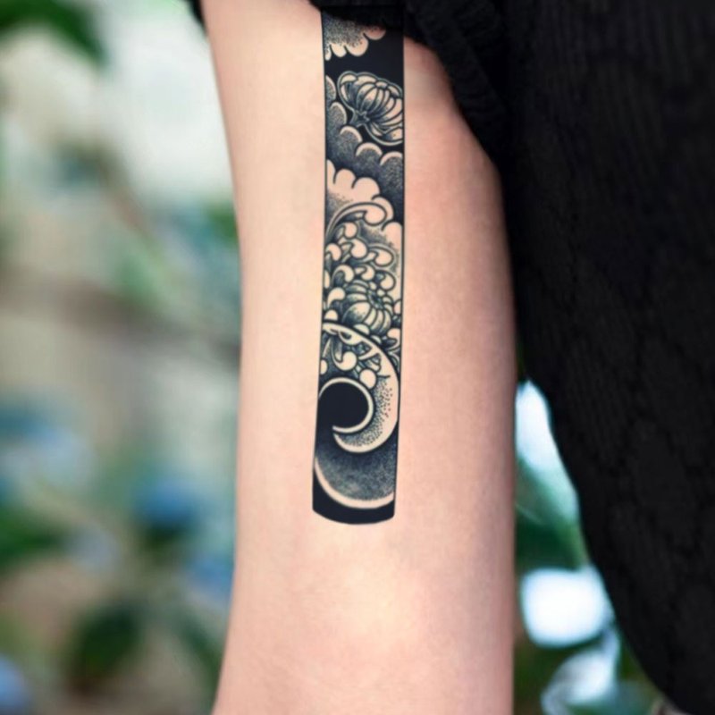 Free shipping from Hong Kong, Macao and Taiwan, buy 1 get 1 free [Magic Sticker] Semi-permanent Herbal Tattoo Sticker-Japanese Ukiyoe Bracelet - สติ๊กเกอร์แทททู - กระดาษ หลากหลายสี