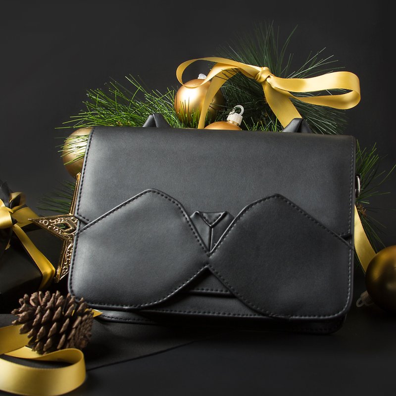 ORIBAGU聖誕節限定客製禮盒 側肩包 - 長短皮夾/錢包 - 真皮 黑色