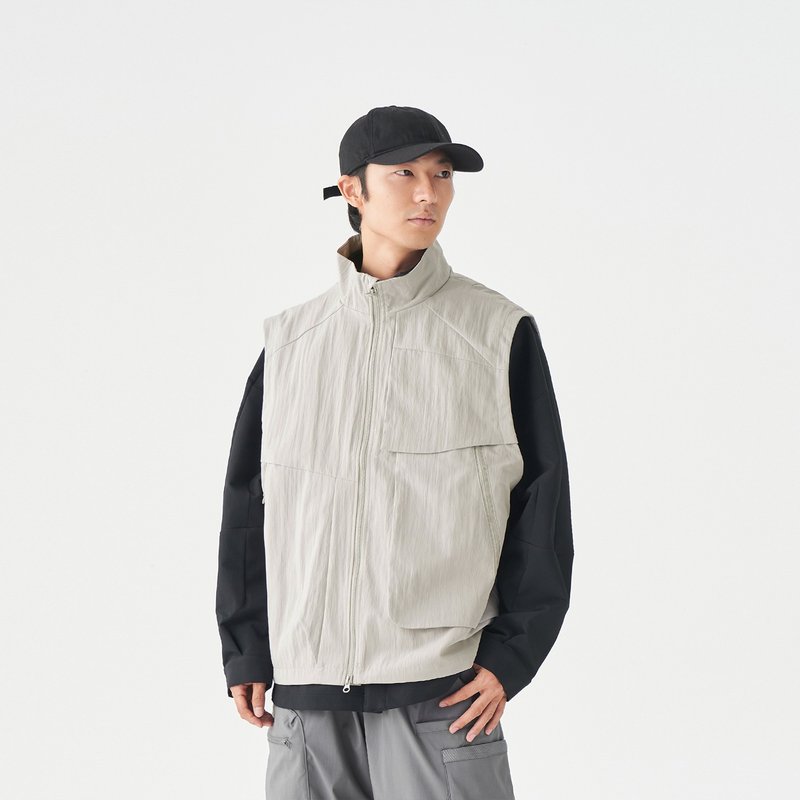 TopBasics Adventure 系列拼接口袋馬甲 - 男背心 - 聚酯纖維 灰色