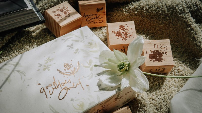 草花スタンプセット　Good Vibes Only　8個入 - 印鑑・スタンプ - 木製 