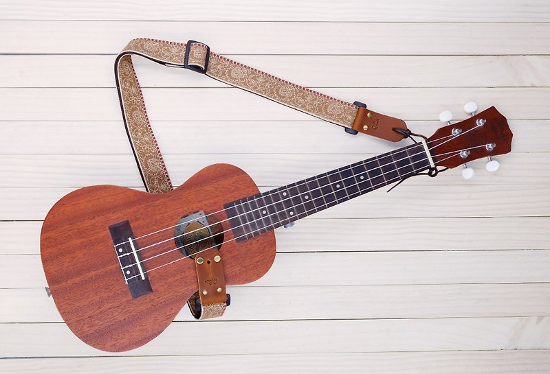 Brown Fabric Retro Ukulele Strap 3in1 - Guitars & Music Instruments - Genuine Leather Brown