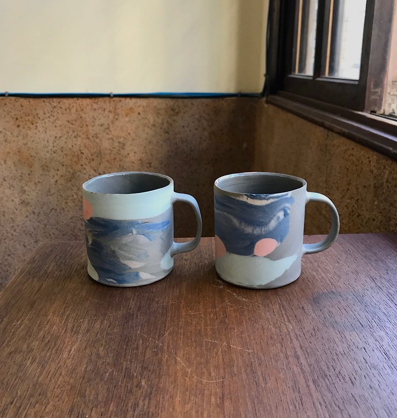 Grey and Blue Mixed Porcelain Mug - Mugs - Porcelain 