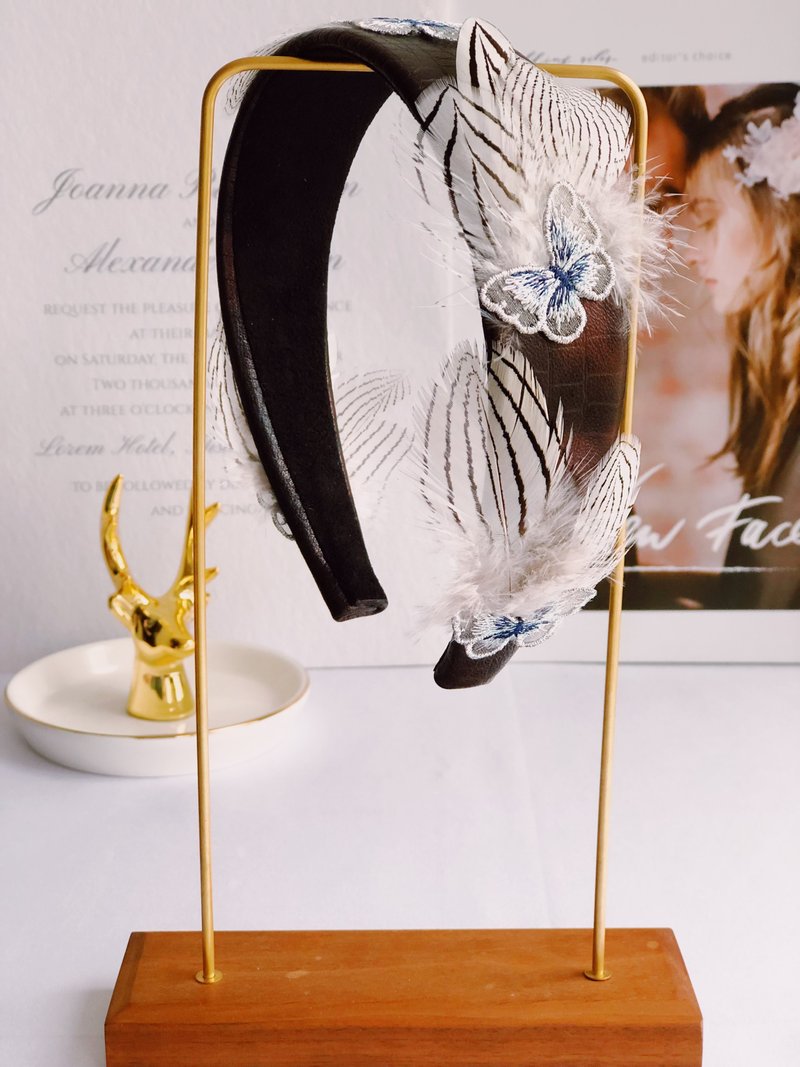 原創咖啡色系羽毛髮箍 - 髮箍/髮帶 - 其他材質 咖啡色