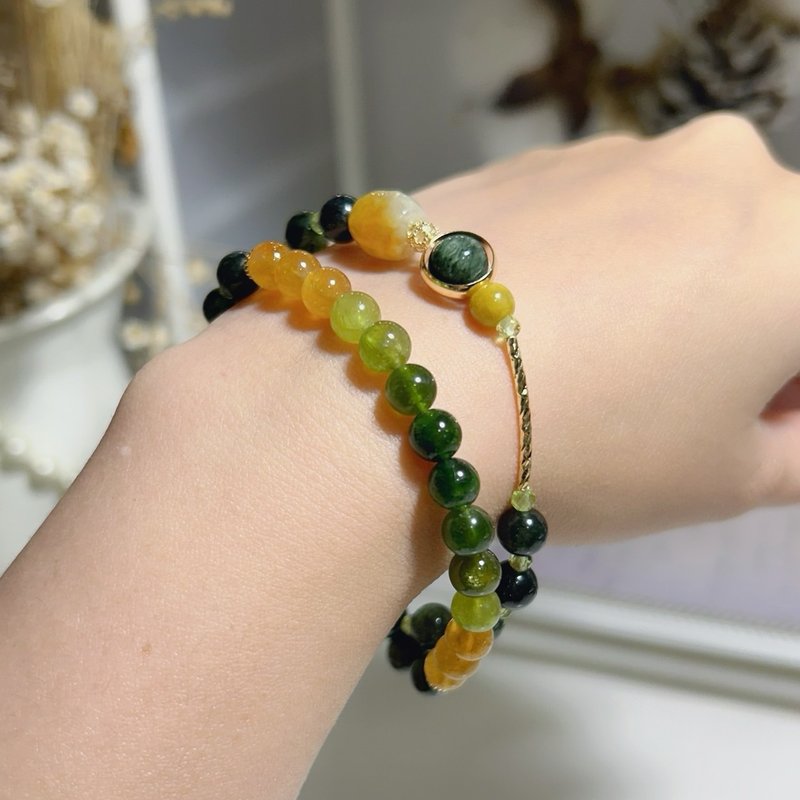 Forest series gradient multi-bead bead chain (exclusive only one piece) gradient tourmaline multi-bead long bead chain - สร้อยข้อมือ - คริสตัล 