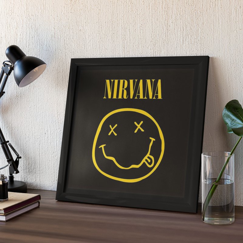 Transcendence Band NIRVANA Smiling Face LOGO 30*30 framed reproduction painting - Posters - Other Materials Multicolor