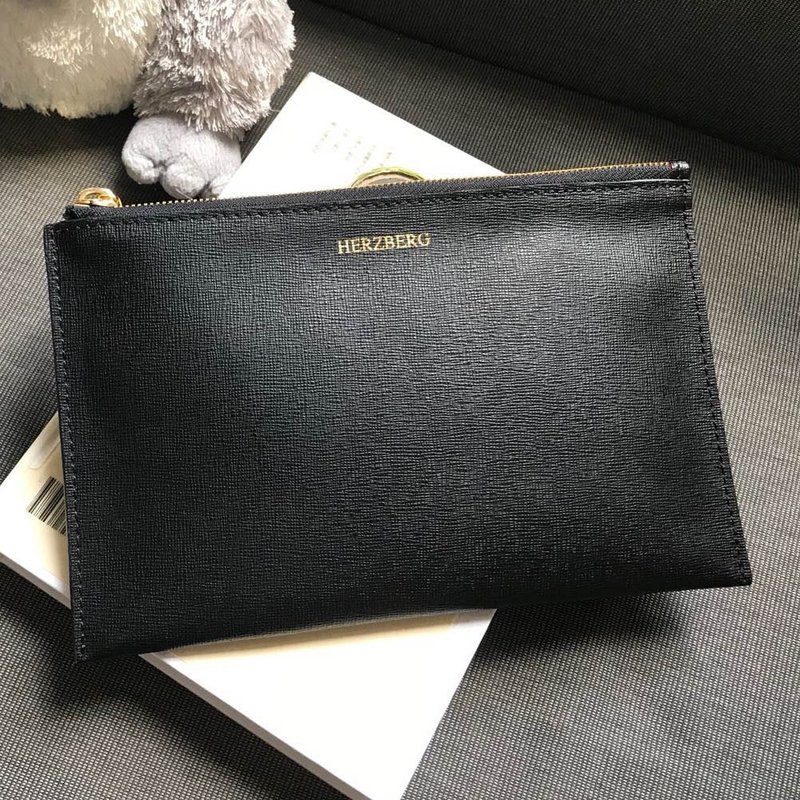 イタリア輸入ナッパ革シンプルなブラッククロスパターンハンドバッグ - トートバッグ・ハンドバッグ - 革 ブラック